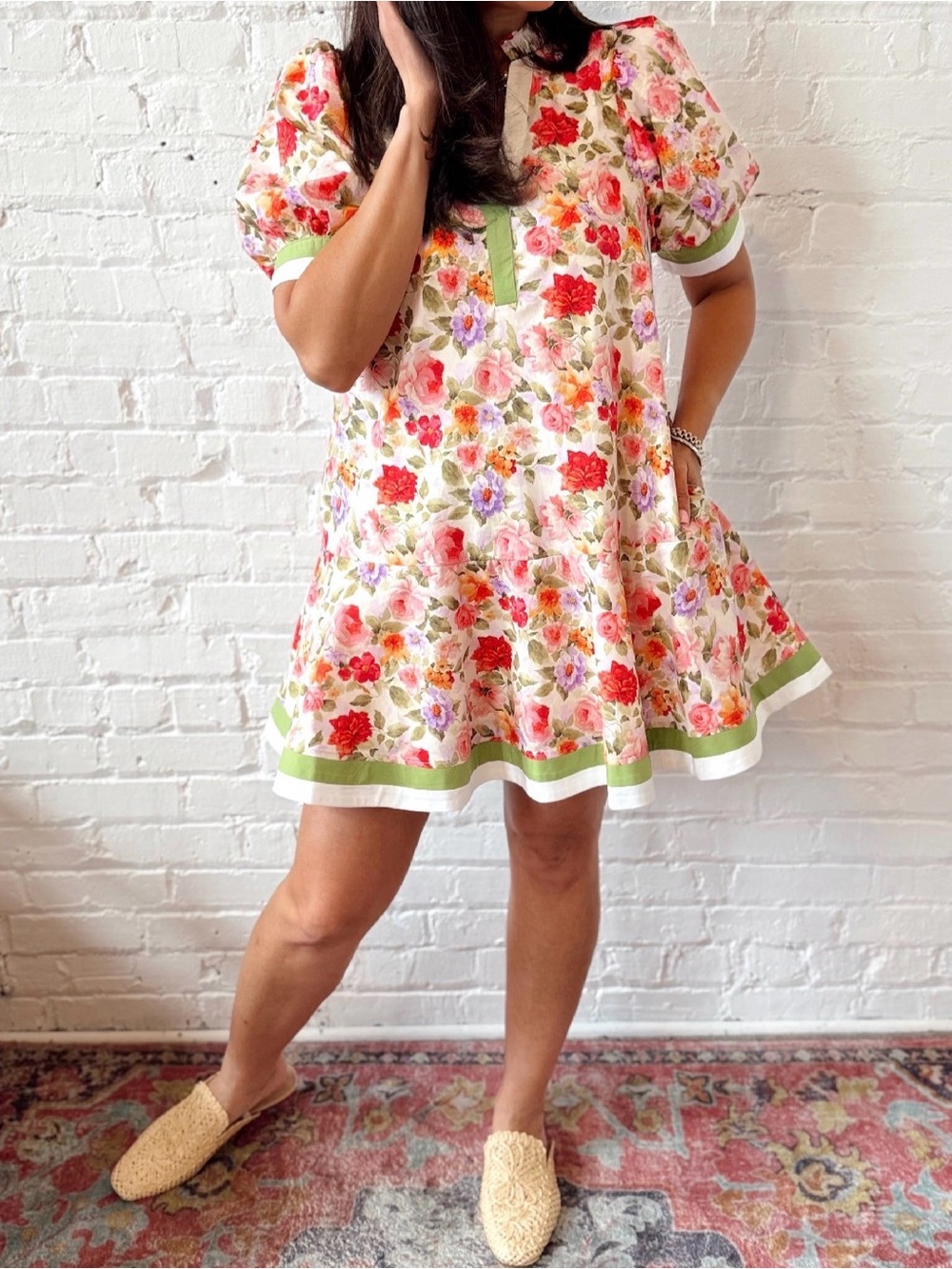 NWT ENTRO FLORAL DRESS LARGE - Picture 1 of 11